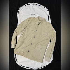 Malo Suede Military Field Jacket Mother Pearl Button Garment Bag Front Pocket 54